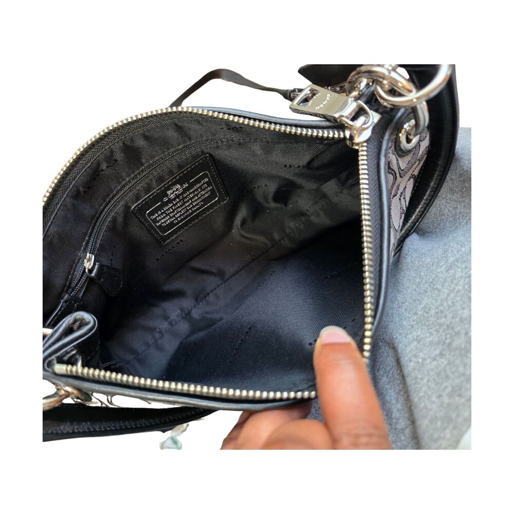 NWOT Coach Signature Jacquard Black Grey Convertible Crossbody Shoulder Bag - Picture 3 of 5
